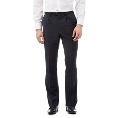 Jeff Banks Big and tall navy wool blend tailored trousers